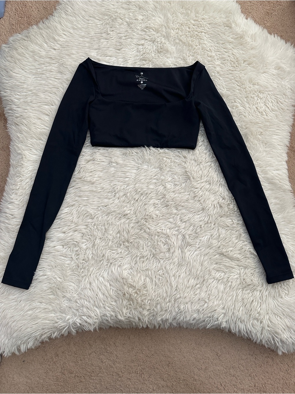 CSB Freedom Black Square neck Long Sleeve Crop Top